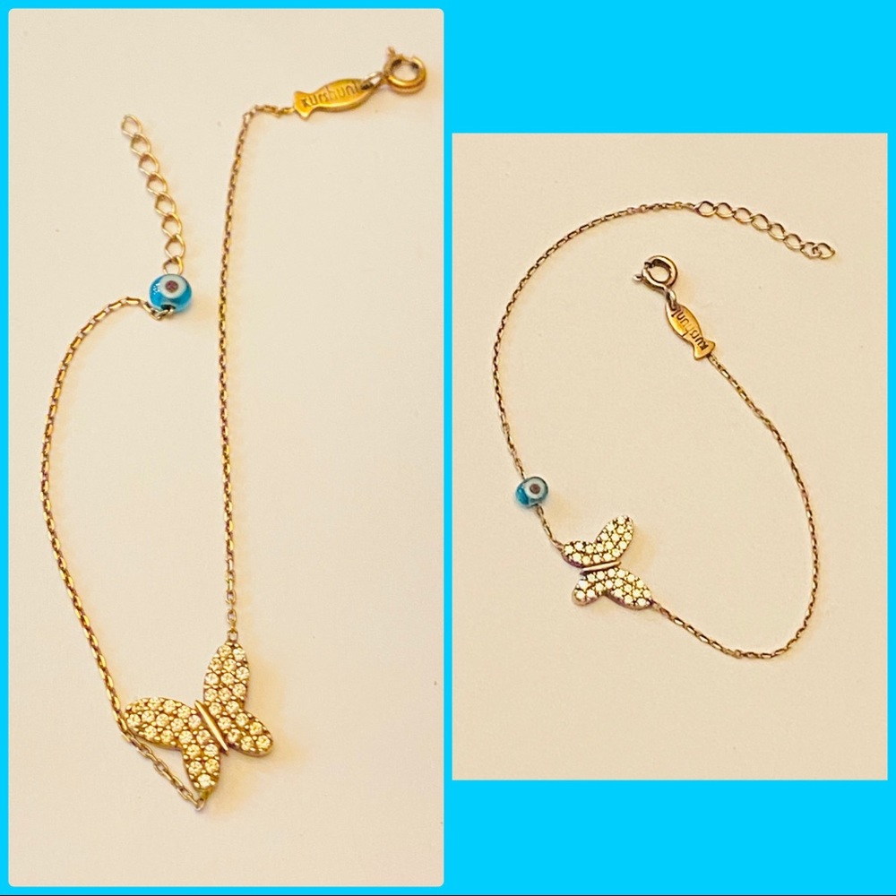 Kurshuni Pave Butterfly 925 Sterling Bracelet